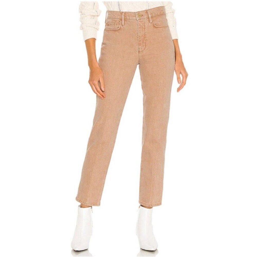 Frame Le Sylvie Slender Straight Jeans in Sand Womens 30 Read